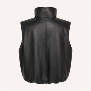 High Quality Women Leather Puffer Vest Comfortable Breathable Eco-Friendly Waterproof Vintage Winter Outerwear - Product Image 2