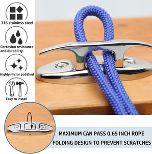 Cleat Plegable para Barco <span class=keywords><strong>de</strong></span> Acero Inoxidable 316, Cleat Abatible para Muelle con Fijación, Crampones <span class=keywords><strong>de</strong></span> <span class=keywords><strong>Amarre</strong></span> - Product Image 2