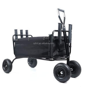 Strandkar Opvouwbare Viswagen Opvouwbare Opvouwbare Zware Trolley Met Opbergvak Voor Ballonbanden En Capaciteit Van 550 Pond - Product Image 1