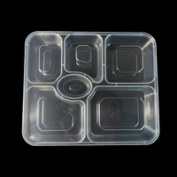 Boîte alimentaire en PP à 6 compartiments avec couvercle, compatible micro-ondes, qualité alimentaire, pour salades, restaurants, plats à emporter et préparation de repas