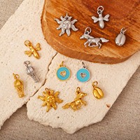 Liontin Olivia Pvd Berlapis Emas 18k Bentuk Kuda, Lebah, Matahari, Hati Berongga, dan Biji Kopi dari Baja Anti Karat untuk Pembuatan Perhiasan DIY