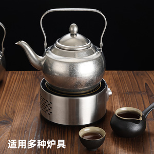 Stainless Steel <b>Teapot</b> With Lid Pour Over Kettle Household Water Boiler Kung Fu Tea <b>Set</b> Distressed Handle - Product Image 2