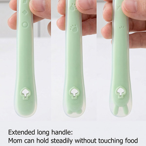 Cuchara de Silicona Suave de Grado Alimenticio <span class=keywords><strong>para</strong></span> Bebés, con Lindo Diseño de Huella de Pata, Libre de BPA, con Cubierta Protectora Transparente - Product Image 4
