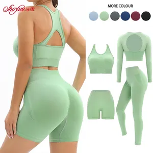 Fashion Yoga bra Clothes Gym 4 Picce Seamless Yoga Sets For Women Fitness Special Running Leggings Sports Yoga Set