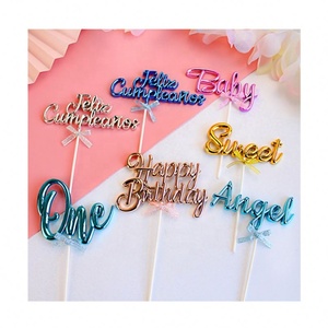 Hot Selling Wholesale <strong>Spanish</strong> Happy Birthday Cake Topper <strong>Gold</strong> Cake Topper for Baby Shower Cheap Cake Toppers En Espanol - Product Image 1