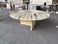 Table basse moderne et luxueuse contemporaine en marbre Mobilier de salon circulaire à centre bas-Home Essentials