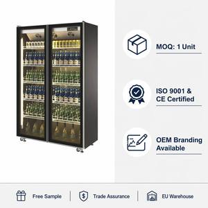 Réfrigérateur à boissons vertical à double <span class=keywords><strong>porte</strong></span> en verre noir avec refroidissement par ventilateur et étagères réglables pour supermarché - Product Image 5