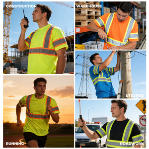 Ansi Hi <span class=keywords><strong>Vis</strong></span> Klasse 1 Zwart Ademend 70% Polyester Katoen Gemengd Reflecterend Veiligheidsshirt Met Lange Mouwen - Product Image 5