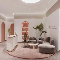 Design d'intérieur de boutique de luxe pour la décoration de salon de beauté, station de coiffure personnalisée avec miroir, mobilier de salon de beauté