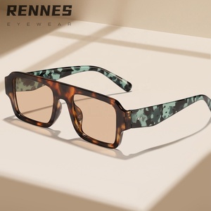 Rts thiết kế mới Retro thời trang vuông khung Kính mát UV400 bảo vệ ống kính polycarbonate với đen PC khung cho nam giới phụ nữ - Product Image 2