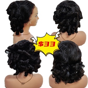 Promoción $33 Big Wave 13x4 Lace Frontal Pelucas de Cabello Humano 100% de 14 Pulgadas Pre-arrancadas con Línea de Cabello Natural, Venta Caliente al por Mayor - Product Image 1