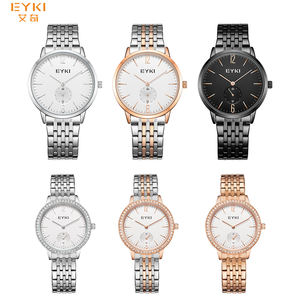 Haut de gamme luxe étanche logo personnalisé unisexe or diamant montres cadeaux ensemble blanc <span class=keywords><strong>Couple</strong></span> montre-bracelet pour homme et femme - Product Image 3