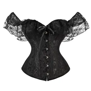 Sexy nero jacquard con cinghia del merletto della spalla <span class=keywords><strong>corsetto</strong></span> in bianco, alla moda shaper del corpo con la tummy tuck - Product Image 1