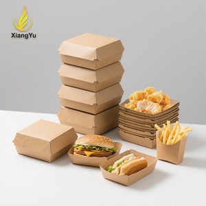 ชุดบรรจุภัณฑ์อาหารฟาสต์ฟู้ดกระดาษคราฟท์สีน้ำตาลแบบขายส่ง กันน้ำมัน กันรั่ว ปลอดภัยสำหรับอาหาร สำหรับเบอร์เกอร์ เฟรนช์ฟรายส์ ไก่ และแซนวิช - Product Image 1