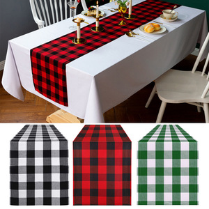 Vente en gros Nouveau chemin de table de Noël en tartan à carreaux Buffalo rouge Plaid décoration de table lavable résistant aux taches - Product Image 2