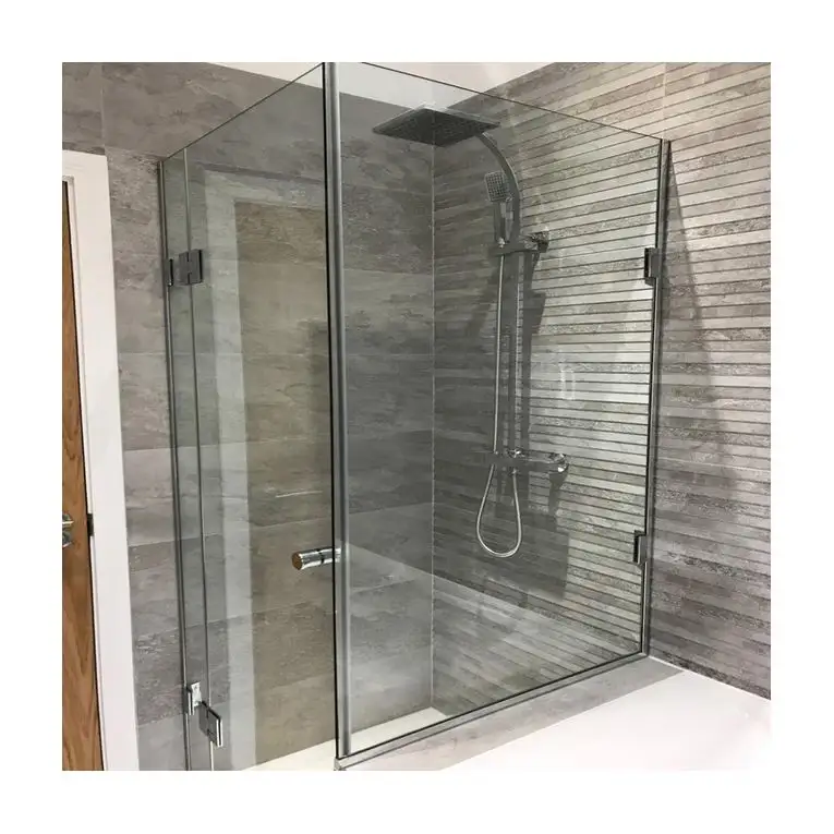 Bathroom use tempered glass shower enclosure with stainless steel hardware