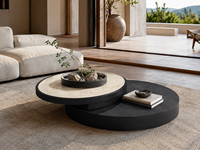 Table d'appoint contemporaine à niveaux avec double plateau rond, mobilier de salon moderne, fabricant OEM