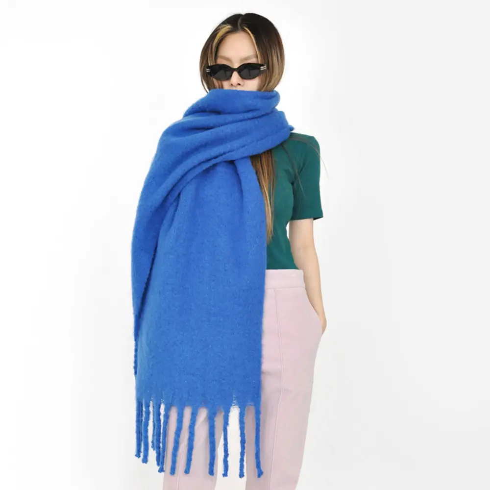 Thickened Mohair Cashmere Scarf For Women Autumn/Winter scarves shawls Beard Fringe Shawl