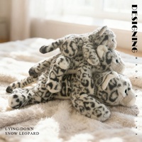 Peluche de Leopardo de las Nieves de Simulación, Juguete de Pulsera con Anillo, Relleno de Algodón PP, Regalo de Cumpleaños para Niños