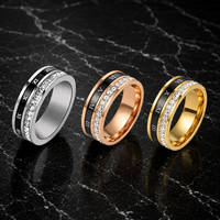 Bague tournante unisexe anti-anxiété JLM Premium en acier titane avec chiffres romains minimalistes et zircone cubique, idéale pour mariage et fiançailles