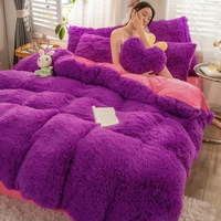 Vente chaude Couleur unie Épaissi Chaud Moderne Luxe 500TC Écologique King Fluffy Housse de couette Ensemble de literie