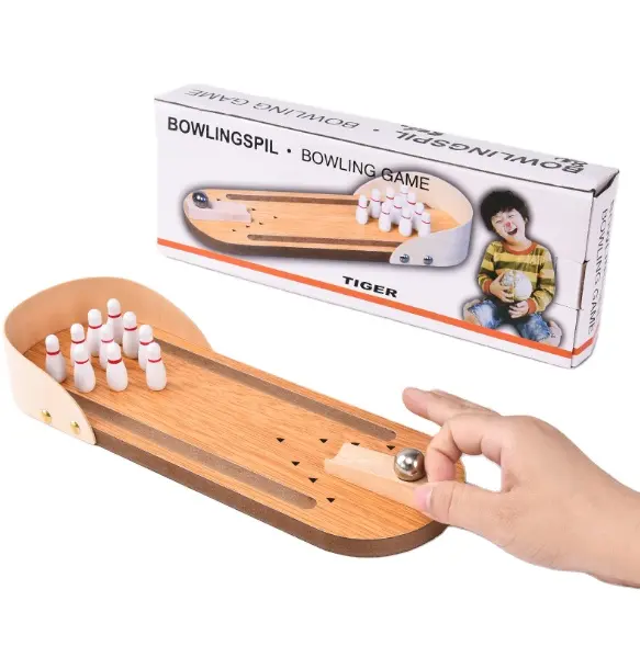 Amazon Mini Bowling Game Wooden Desktop Bowling Game Classic Desk Ball Educational Board Game for Kids
