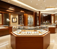 Vitrine d'îlot de luxe en bois massif pour montres et bijoux, présentoir en verre haut de gamme pour le commerce de détail haut de gamme