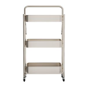 Chariot de rangement pliable à 3 niveaux, mobile, pour cuisine, chambre, salle de bain, avec roulettes, facile à nettoyer, de type rectangulaire sur pieds - Product Image 4