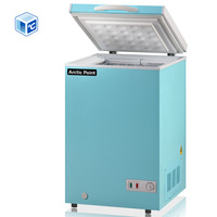 Mini congélateur coffre bleu ciel, réfrigérateur commercial 100L en acier inoxydable avec couvercle verrouillable pour magasin de proximité et aliments surgelés en vrac