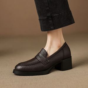 <b>Lady</b> <b>Loafers</b> 2025 Summer Spring New High Quality <b>Square</b> Lace-Up Breathable Lightweight Anti-Slip Office Career Pumps High Heels - Product Image 1