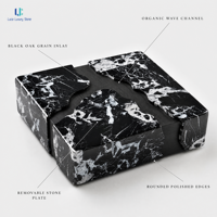 Table basse en marbre Luca Nero Marquina |   Blocs de marbre naturel à quatre côtés, rainurés en croix, polis, forme basse, ODM OEM