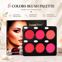 Palette de fards à joues en poudre 6 couleurs personnalisable, marque privée, longue tenue, pigmentée, pour le maquillage quotidien et les soirées