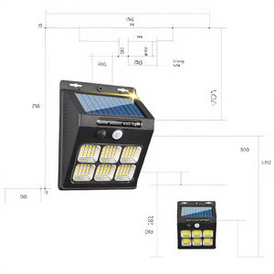 مصباح حائط شمسي IP65 حديث 800mA ABS 1200mA 3 أوضاع مقاومة للماء لمستودعات الحدائق الخارجية - Product Image 2