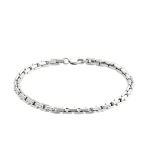 <b>Mirror</b> Smooth White Pt950 Weighty Wrist Cordon With Uniform Polished Links For Banquet Unisex Luxury Platinum Wrist Adornment - Product Image 1