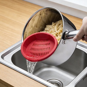 Cesta de drenaje de silicona de grado alimenticio para lavar fideos y verduras, colador doméstico a prueba de fugas - Product Image 3