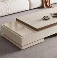 Nouvelle Arrivée : Ensemble Table Basse et Meuble TV en Bois Style Crème Luxe Léger, Meubles de Salon Ajustables et Écologiques avec Rangement