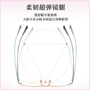 Lunettes de vue demi-cerclées ovales pour femmes en titane 9021, légères, en titane pur, avec verres en résine - Product Image 3