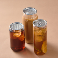 Boîtes en plastique transparentes jetables avec logo personnalisé Nouveau design pour gâteau, smoothie, thé, jus de fruits, soda, couvercles entièrement ouverts, style simple