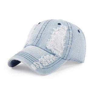 Casquette de baseball en jean perforé personnalisée de haute qualité pour la protection solaire estivale et casquette polyvalente à visière bec de canard - Product Image 6