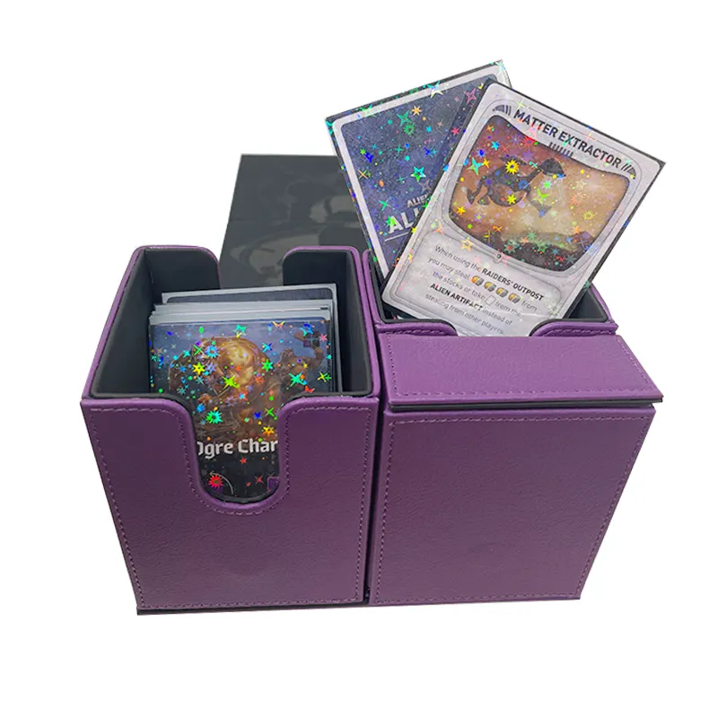 Caja de cuero PU de colección, almacenamiento de póker para publicidad, cartas de juego de mesa