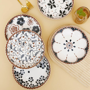 Plato de Cerámica Ecológico de 8 Pulgadas para Servir Postres, Redondo, Estampado, para Uso en el Hogar o en Restaurantes, para Servir Sushi Japonés - Product Image 3