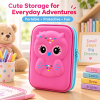 Étui à crayons rigide en EVA en forme de hibou 3D mignon, léger, antichoc, sac de rangement pour enfants pour la papeterie scolaire et les petits jouets