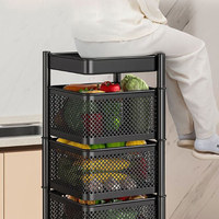 Rak Bumbu Modular Dapur 4 Lapis Logam Dengan Roda untuk Pantry dan Ruang Makan
