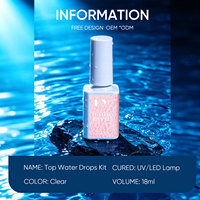 Hanyinails 15ml Gel UV transparent effet vague d'eau, résine naturelle non toxique, durcissement UV LED, effet auto-formant, couche de finition pour nail art