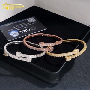 Prêt Expédition Fine Jewelry S925 Argent Plaqué Or VVS Baguette Moissanite <span class=keywords><strong>Diamant</strong></span> <span class=keywords><strong>Bracelet</strong></span> <span class=keywords><strong>Bracelet</strong></span> GRA Certifié - Product Image 3