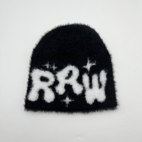 Großhandel Flauschige Nerz-RAW-Beanie-Mütze mit Buchstaben und Stern, flauschige Strickmütze, warme Winter-Plüsch-Street-Hip-Hop-Mütze für Herren und Damen, Alltag und Outdoor