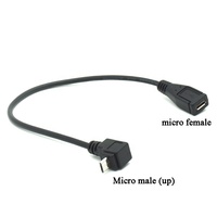 Kabel Ekstensi Adaptor Konverter Mikro Pria Ke Mikro Usb 2.0 Wanita 90 Derajat