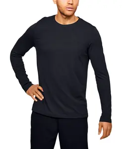 New Hot Sale 4 Way Stretch Construction Material Wicks Sweat Dries Fast Sport Long Sleeve Black T Shirt