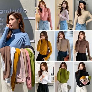 Haut basique <span class=keywords><strong>femme</strong></span> automne-hiver, T-shirt à <span class=keywords><strong>col</strong></span> <span class=keywords><strong>roulé</strong></span> à <span class=keywords><strong>manches</strong></span> longues, coupe ajustée unie en modal, <span class=keywords><strong>sous</strong></span>-vêtement féminin - Product Image 2