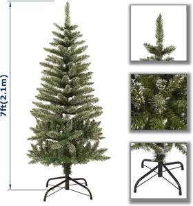 Arbre de Noël en PVC avec <span class=keywords><strong>sapin</strong></span> artificiel à pointe de neige et support métallique pliable de 4 pieds, <span class=keywords><strong>180</strong></span> pointes, vert - Product Image 6